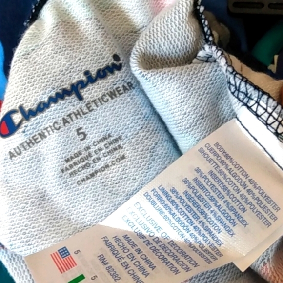 CHAMPION CAMO JOGGERS BOYS BLUE RED WHITE SWEATPANTS SIZE 5 NWT - Picture 4 of 4